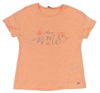 Neonově oranžové tričko s nápisem s kamínky Mayoral