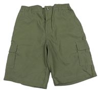 Khaki šusťákové cargo kraťasy