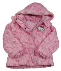 Růžová šusťáková zimní bunda s Hello Kitty a kapucí zn. Sanrio