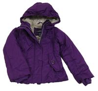 Fialová šusťáková zimní bunda s kapucí Lands'End