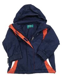 Tmavomodro-červeno-bílá šusťáková lyžařská funkční bunda s kapucí Mountain Warehouse