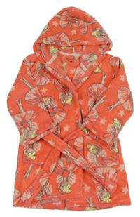 Korálový chlupatý župan s baletkami a kapucí