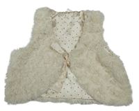 Smetanová kožešinová podšitá vesta s mašlí H&M