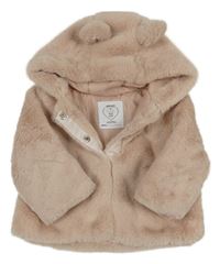 Starorůžová kožešinová podšitá bunda s kapucí s oušky Primark