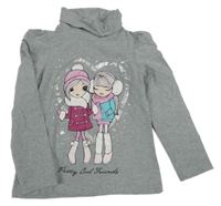 Šedý melírovaný rolák s dívkami C&A