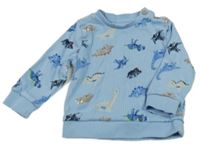 Světlemodrá žebrovaná mikina s dinosaury Topomini