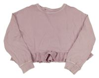 Růžová crop mikina s volánem Next