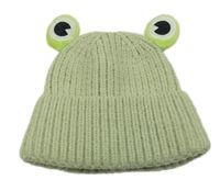 Světlezelená pletená čepice - žába
