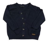 Tmavomodrý vlněný propínací svetr M&S