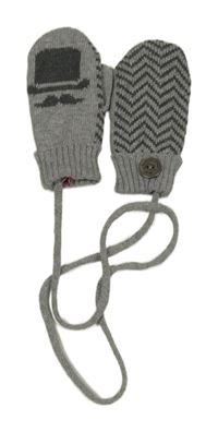 Šedé melírované pletené palcové rukavice se vzorem Boboli