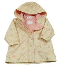 Krémová nepromokavá lehce zateplená bunda s duhami a kapucí Ergee