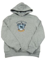 Šedá melírovaná mikina s erbem a kapucí - Harry Potter