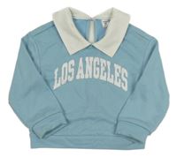 Světlemodrá mikina s nápisem a límečkem Shein