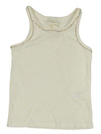 Smetanový žebrovaný crop top s kamínky Zara