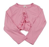 Růžové žebrované bolerko s volánky Shein