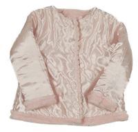 Růžová saténová zateplená oboustranná bunda