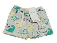 Nové - Šedé melírované teplákové kraťasy s dinosaury M&S