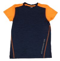 Tmavomodro-neonově oranžové sportovní tričko s nápisem Yigga