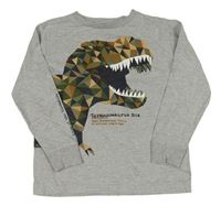 Šedé melírované triko s dinosaurem Next