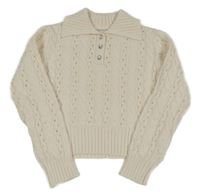 Smetanový crop svetr s límečkem Primark