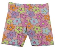Světlerůžovo-barevné květované elastické kraťasy Primark