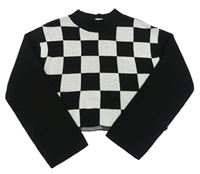 Černo-bílý kostkovaný crop svetr H&M