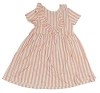 Růžovo-bílé pruhované šaty s volánky H&M