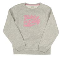 Šedá melírovaná mikina s růžovým nápisem Primark