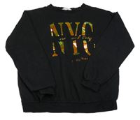 Černá mikina s metalickým nápisem H&M