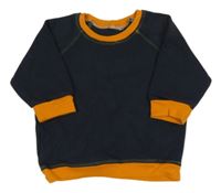 Tmavomodrá mikina s oranžovým lemem 