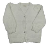 Bílý chlupatý propínací svetr F&F