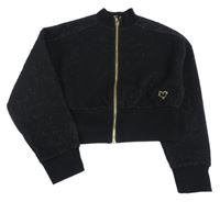 Černo-zlatá vzorovaná crop tepláková bunda River Island