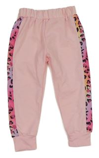 Světlerůžové tepláky s leopardím pruhem 