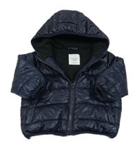 Tmavomodrá šusťáková zateplená bunda s kapucí sinsay