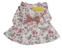 Nové - bílo-růžová květovaná tunika s mašlí 