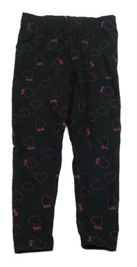 Černé legíny s růžovými srdíčky Kiki&Koko