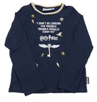 Tmavomodré triko s nápisy - Harry Potter 