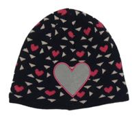 Tmavomodrá vzorovaná čepice s srdcem 