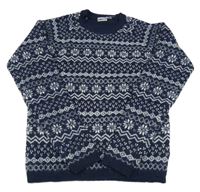 Tmavomodro-bílý vzorovaný svetr Pepperts