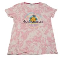 Růžové vzorované tričko s nápisem alive