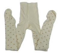 Smetanové punčocháče se zlatými puntíky H&M