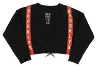 Černá crop mikina s červenými pruhy Primark