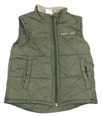 Khaki šusťáková zateplená vesta s nápisem Impidimpi