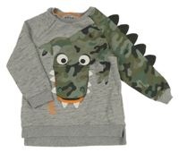 Šedá melírovaná mikina s krokodýlem a ostny Nutmeg