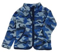 Modrá army chlupatá propínací mikina Ergee