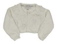 Bílé lehké propínací svetrové bolerko s kvítky Rocha John Rocha