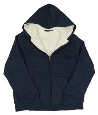 Tmavomodrá zateplená propínací mikina s kapucí Pepperts