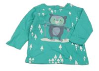 Zelené vzorované tričko s medvědem 