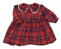 Červeno-tmavomodré kostkované šaty s límečkem George