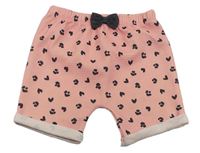 Růžovo-šedé baggy kraťasy s leopardím vzorem a mašlí Nutmeg